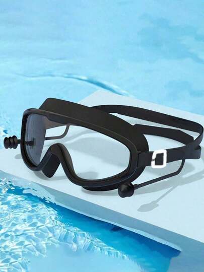 قطعة واحدة من نظارات سباحة مضادة للضباب والماء عالية الوضوح، إطار كبير للرجال والنساء البالغين، اكسسوارات حمام السباحة