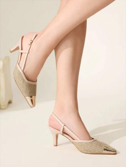 CUCCOO CHICEST نعال كعب عالي نسائية من الجلد الصناعي باللون البرتقالي والذهبي، ذات تصميم أنيق بوهيمي، مناسب لشرب الشاي بعد الظهر والحفلات والإجازات والشاطئ