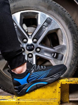 أحذية أمان مناسبة للاستخدام العام، أحذية عمل شبكية قابلة للتهوية، مقاومة للكسر والثقب، ناعمة ومريحة، مناسبة للمشي في الهواء الطلق والأعمال الإنشائية