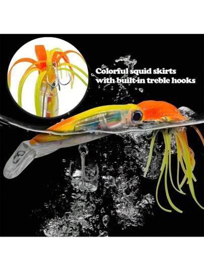 7 قطع طعم صيد السمك نوع الاخطبوط - مصنوع من مادة ABS عالية الجودة، تصميم واقعي حي، عيون ودبابيس دقيقة، مناسب للصيد في المياه العذبة والمالحة - ضروري للباس والتراوت وأسماك البحر الأبيض المتوسط، له تأثير بصري جذاب طويل الأمد، يأتي مع حافظة واقية للخطاف