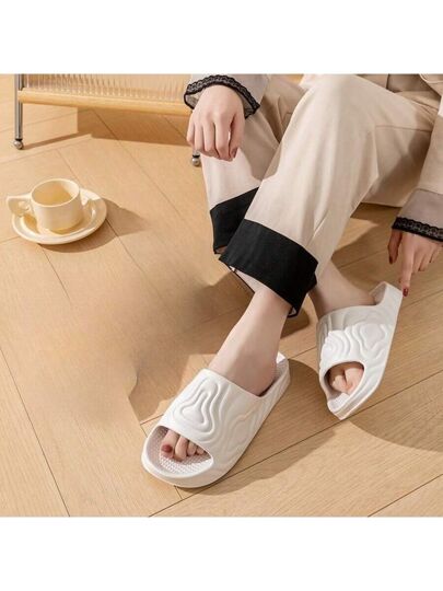 الخفاف البيت بتصميم كامل للرجال والنساء، صندل شاطئي مريح بقاع ناعم وجاف سريع ويخفيف الوزن للاستخدام الخارجي، أبيض