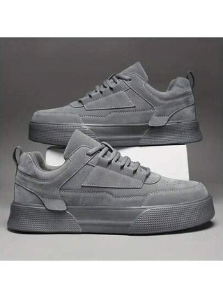 أحذية رياضة رمادية الجانب ربطة الحذاء الرجالية, أحذية رياضية بطريقة بسيطة وتصميم أنيق برقبة مستديرة وتصميم سميك القاع لزيادة الارتفاع