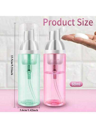 3 قطع / مجموعة 60 مل زجاجات رغوة للسفر - حاويات بلاستيكية واضحة قابلة لإعادة التعبئة مع مضخة موزعة، مناسبة لمنظف الوجه وشامبو الرموش والعناية بالبشرة، جهاز رغوي محمول