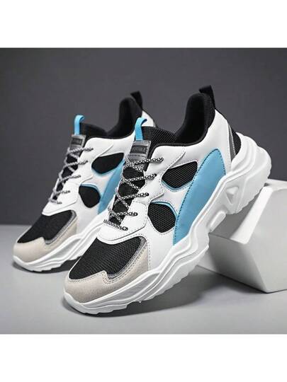 WANWEISI أحذية رياضية كاجوال سميكة الأربطة للرجال ، أحذية الجري الخارجية ، أحذية العودة للمدرسة ، مناسبة للعطلات والجري