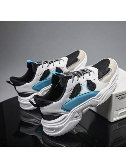 WANWEISI أحذية رياضية كاجوال سميكة الأربطة للرجال ، أحذية الجري الخارجية ، أحذية العودة للمدرسة ، مناسبة للعطلات والجري