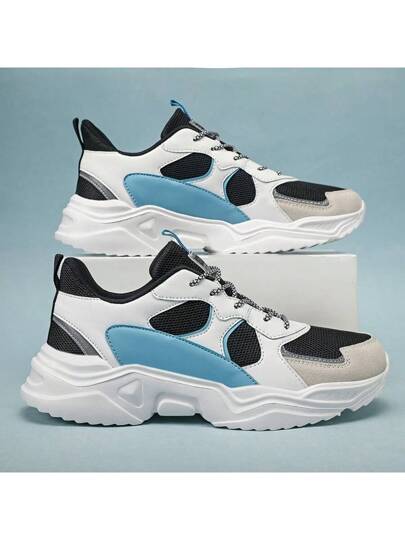 WANWEISI أحذية رياضية كاجوال سميكة الأربطة للرجال ، أحذية الجري الخارجية ، أحذية العودة للمدرسة ، مناسبة للعطلات والجري