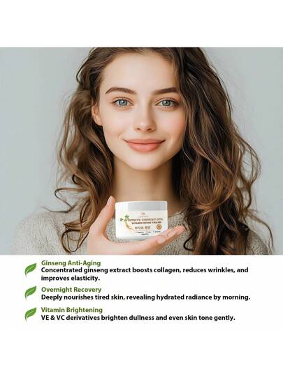 كريم ليلي مكثف للوجه والرقبة بالجنسنج والفيتامين هاي - يعزز البشرة الباهتة ويموازن لون البشرة، يرطب ويهدئ البشرة، مناسب لجميع أنواع البشرة