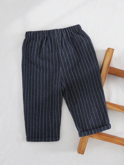 Cozy Pixies بناطيل طويلة كاجوال للأطفال الصبيان مع خصر مطاطي ملون ومزين بربطة عقدة الفراشة