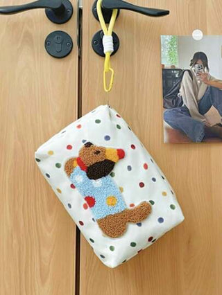 1 حقيبة مكياج محمولة بتصميم نقش بقع على الكلب، منظم تخزين كبير السعة لمستحضرات العناية بالبشرة، حامل مستحضرات تجميل بتصميم جميل للسفر