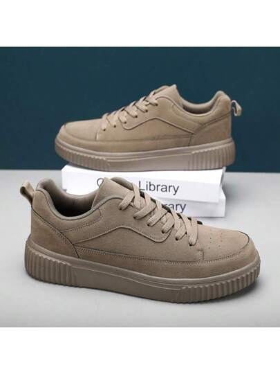 WANWEISI أحذية كانفاس رياضة رجالية عصرية للتزلج، أحذية كاجوال خارجية مربوطة، لون كاكي، طراز كلاسيكي، مناسبة للارتداء في الأماكن الخارجية والشارع والرحلات، للعودة إلى المدرسة مناسبة لجميع المواسم