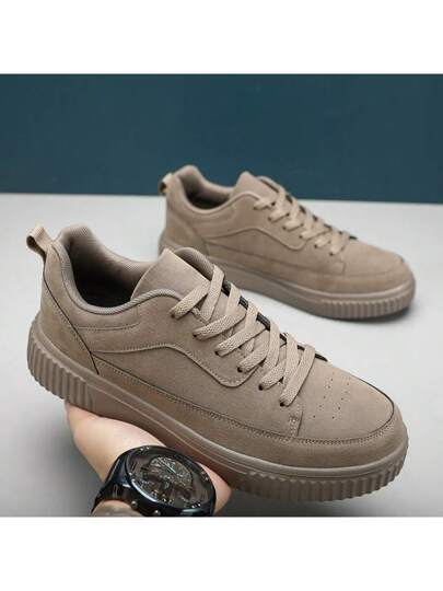 WANWEISI أحذية كانفاس رياضة رجالية عصرية للتزلج، أحذية كاجوال خارجية مربوطة، لون كاكي، طراز كلاسيكي، مناسبة للارتداء في الأماكن الخارجية والشارع والرحلات، للعودة إلى المدرسة مناسبة لجميع المواسم