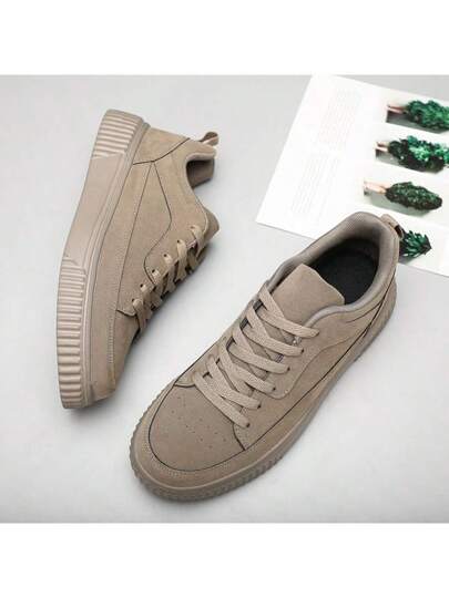 WANWEISI أحذية كانفاس رياضة رجالية عصرية للتزلج، أحذية كاجوال خارجية مربوطة، لون كاكي، طراز كلاسيكي، مناسبة للارتداء في الأماكن الخارجية والشارع والرحلات، للعودة إلى المدرسة مناسبة لجميع المواسم