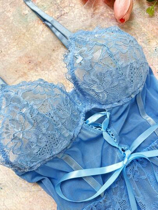 لانجيري حريمي FloralLove مجموعة من 2 قطعة من قميص نوم نسائي غني بتطريز الدانتيل متناسق الألوان