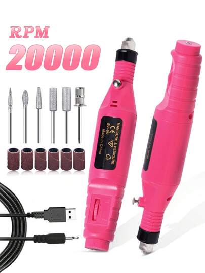 طقم مناكير وبديكير كهربائي احترافي - مجموعة أطقم نقر أظافر كهربائية متنوعة ذات قوة عالية - أدوات متعددة الأغراض لتزيين الأظافر لنتائج جمالية صالونية - أدوات تلميع أظافر قوية احترافية لصالون العناية بالأظافر