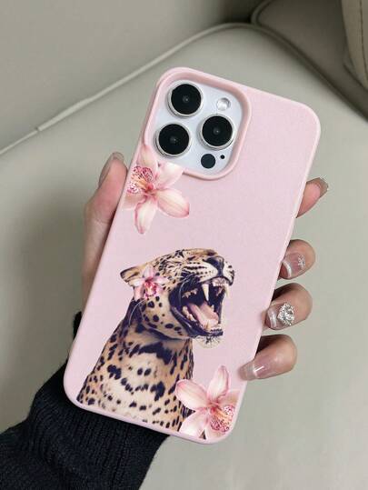 قضية هاتف واقية من TPU الناعم بطبعة وحوش مفترسة 1 قطعة طراز النمر والزهور ، غطاء مقاوم للصدمات متوافق مع آيفون 7P/8Plus/16/16PLUS/16PRO/16PROMAX/XR/XSMAX/11/11Pro/11ProMax/12/12Pro/12ProMax/13/13Pro/13ProMax/14/14Pro/14Plus/14ProMax/15/15Pro/15Plus/15ProM