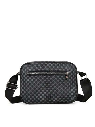 حقيبة كتف كاجوال من الرجال ذات نقشة مربعات، حقيبة عبر الجسم من الجلد الكوري الجديدة، حقيبة مربعة صغيرة عصرية، حقيبة ظهر صغيرة من ماركة مميزة