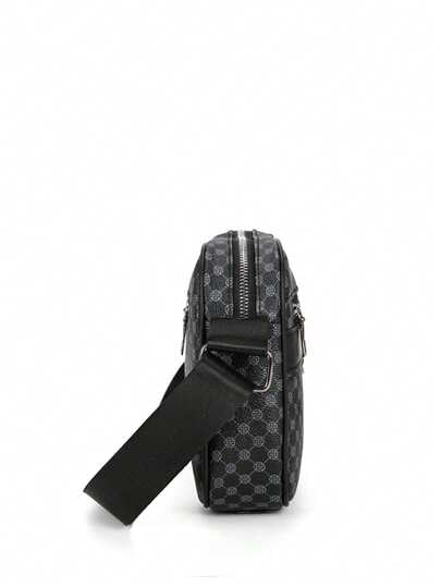 حقيبة كتف كاجوال من الرجال ذات نقشة مربعات، حقيبة عبر الجسم من الجلد الكوري الجديدة، حقيبة مربعة صغيرة عصرية، حقيبة ظهر صغيرة من ماركة مميزة