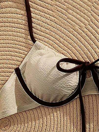 Swim Vcay بيكيني ذو كأس ناعم منسوج وسرة أسلكية، ملابس علوية قابل للإزالة به حشو مقاسات قابل للربط بفيونكة بنية، ملابس سباحة نسائية بسيطة للإجازة