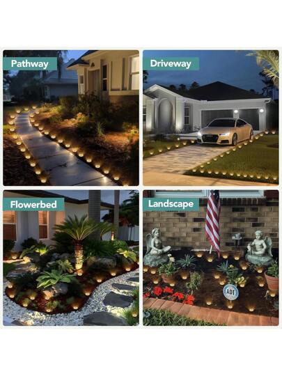 8 قطع/12 قطعة أنوار منظر طبيعي تعمل بالطاقة الشمسية، إضاءة حديقة مقاومة للماء للممرات والحدائق والأرصفة والساحات والمداخل، لون الضوء أبيض