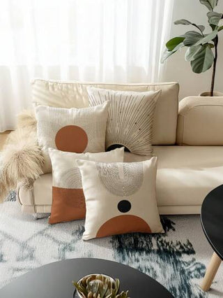 4 عبوات أغطية وسادة كتان عصرية قابلة للعكس، بنمط غير منتظم معاصر، قابلة للغسل بالغسالة، مزودة بفتحة سحاب، أغلفة وسائد زخرفية منسوجة من البوليستر لغرفة المعيشة وغرفة النوم والأريكة