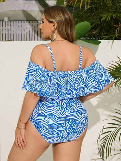 Swim Oasis بدلة سباحة جديدة للمرأة ذات الحجم الكبير بقطعة واحدة، كتف مفتوح، صدريات من الصلب وملبوس بريشي، مع غطاء من الشبك، قطعتان