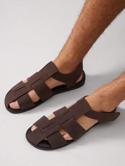 SHUZIA صنادل رجالية قابلة للتعديل بشريط مشبك - ضروريات يومية مريحة