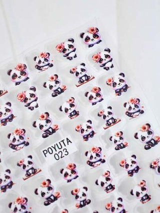 قطعة واحدة من ملصقات فن الأظافر بتصاميم حيوانات كيوت مثل الباندا والدب والبقرة, وتصاميم أزهار حمراء وزهرية, قلوب وحروف, للاستخدام المنزلي أو صالونات التجميل, ذات سطح لامع, أشكال غير منتظمة, هدية مثالية لحفلات المناسبات النسائية