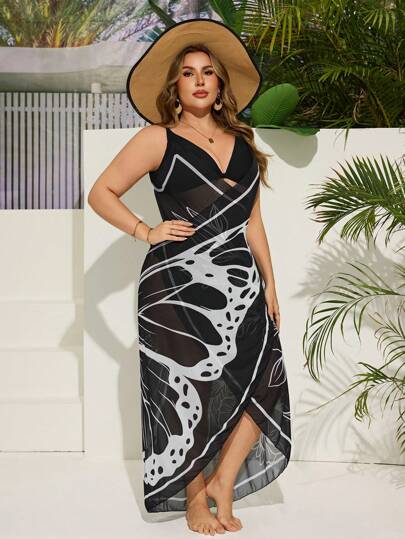 Swim Lushoire بحر بحجم كبير أزياء نسائية، ثوب شاطئ قبائلي كاجوال