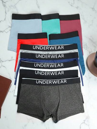EasyFave 10 قطعة / مجموعة ملابس داخلية سراويل رجالية مطرزة بخطوط ملونة مريحة وقابلة للتنفس
