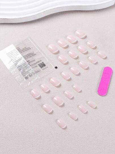24 قطعة من أظافر تزيين الأصابع الوردية والبيضاء القصيرة اللامعة ذات شكل التابوت، قابلة لإعادة الاستخدام، تتضمن غراء جيللي وملف أظافر، هدية للفتيات والأمهات والنساء لاستخدام في الصيف والأعياد مثل عيد الميلاد والأعياد الوطنية وعيد الأم وعيد الحب