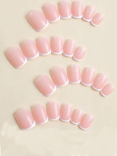 24 قطعة من أظافر تزيين الأصابع الوردية والبيضاء القصيرة اللامعة ذات شكل التابوت، قابلة لإعادة الاستخدام، تتضمن غراء جيللي وملف أظافر، هدية للفتيات والأمهات والنساء لاستخدام في الصيف والأعياد مثل عيد الميلاد والأعياد الوطنية وعيد الأم وعيد الحب