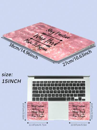 طقم غلاف حماية بطول 15 بوصة للكمبيوتر المحمول مع طباعة أسهم وحروف جميلة، مناسبة للكمبيوترات المحمولة وأجهزة ماك بوك والهواوي