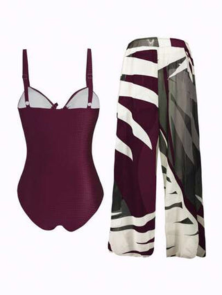 Swim Oasis بدلة سباحة قطعة واحدة للسيدات البدينة مع تنورة وغطاء شاطئ من قماش جاكارد أخضر بحمالات رفيعة وياقة منخفضة, مجموعة من قطعتين للعطلات والأوقات الممتعة