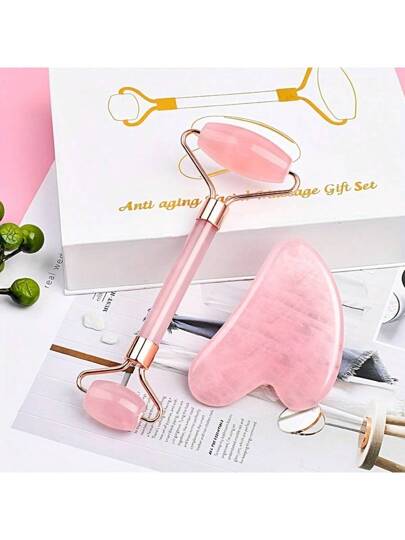 عصا تدليك الوجه ذات الرأسين 2 قطعة، عصا تدليك يدوية للوجه، أداة العناية بالبشرة، هدية يوم عيد الأم، هدية عيد الحب، صامت، أنثوي