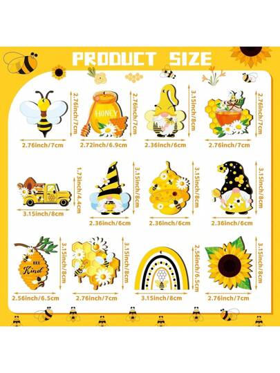 12 قطعة/24 قطعة/36 قطعة من تزيينات النحل الخشبية للصيف، ديكور نحل خشبي معلق، ديكورات حفلة ذات موضوع النحل والخلية الخشبية ، هدايا؛ يمكن تعليقها في أي مكان مثل النوافذ والأبواب والخزائن والمداخن ؛ هي هدية عظيمة للأصدقاء والزملاء والجيران لإضفاء...