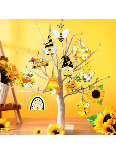 12 قطعة/24 قطعة/36 قطعة من تزيينات النحل الخشبية للصيف، ديكور نحل خشبي معلق، ديكورات حفلة ذات موضوع النحل والخلية الخشبية ، هدايا؛ يمكن تعليقها في أي مكان مثل النوافذ والأبواب والخزائن والمداخن ؛ هي هدية عظيمة للأصدقاء والزملاء والجيران لإضفاء...