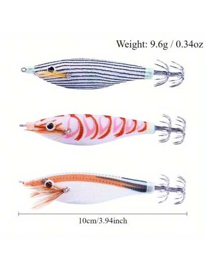 3 قطع/مجموعة طعم صيد الحبار والروبيان 10سم طعم روبيان اصطناعي للمياه المالحة، طعم القصافي للصيد