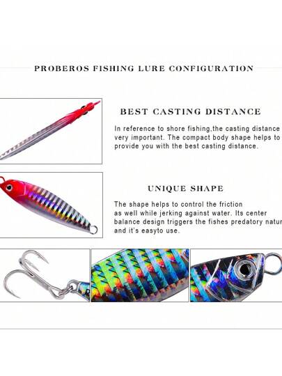 منتجات بروبيروس 6 قطعة طعم صيد السمك من نوع الجر ، سمكة رصاصية ،لوحة حديد مع خزان دم ، طعم اصطناعي معدني ،طعم بطيء الحركة ، معدات صيد ، لوازم صيد