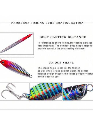منتجات بروبيروس 6 قطعة طعم صيد السمك من نوع الجر ، سمكة رصاصية ،لوحة حديد مع خزان دم ، طعم اصطناعي معدني ،طعم بطيء الحركة ، معدات صيد ، لوازم صيد