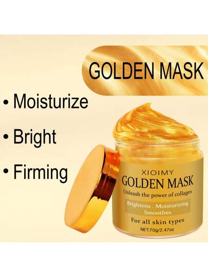 Xioimy قناع الوجه المضيء لأحذية الرياضة الذهبية من شركة Xioimy - خالي من الجلسرين والفورمالديهايد، مناسب لجميع أنواع البشرة الفاتحة منخفضة الحساسية، 70جم/2.47 أوقية، رعاية الوجه الفاتحة، منتج العناية بالبشرة الفاخرة