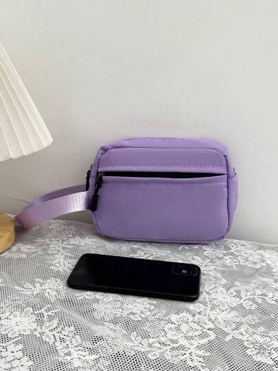 محفظة معصم بسحاب ذات لون أحادي من النايلون ، حقيبة قابضة كاجوال أنيقة بطراز شارع