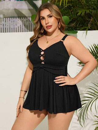 Swim Lushoire بلوزة سباحة امرأة بمقاسات كبيرة 2 قطعة ، بكيني ظهر مكشوف للاجازة الصيفية