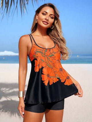 طقم تانكيني حريمي Swim Lushoire طقم بيكيني مكون من قطعتين شورت قصير ( شورت) جديد، مناسب للتنحيف،ريضي، كاجوال، محافظ، مناسب لحمامات الينابيع الساخنة