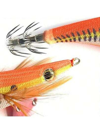 قطعة واحدة من أدوات صيد الجمبري الفتاكة المضيئة بطول 14سم / وزن 20جرام، مصاصات جمبري مغطاة بخشب يوجد بها إبرة جق حبر مائي، أدوات صيد