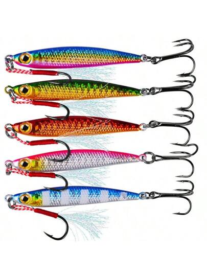 5قطع/طقم طُعم معدني بالكامل لصيد الأسماك في المياه المالحة، 7جم،10جم،15جم،20جم،30جم، طعم صلب للصيد