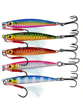 5قطع/طقم طُعم معدني بالكامل لصيد الأسماك في المياه المالحة، 7جم،10جم،15جم،20جم،30جم، طعم صلب للصيد