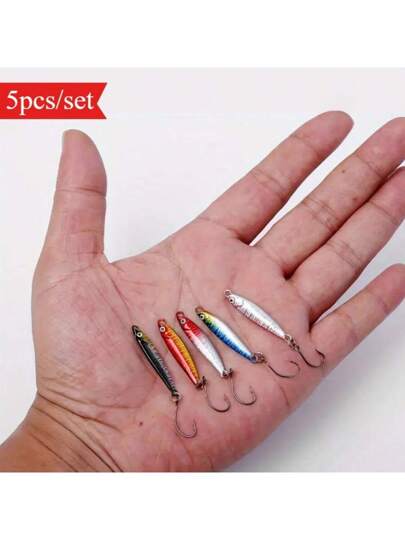 5 قطعة/مجموعة ملعقة صيد معدنية بوزن 3 جرام وبقطر 3.2 سم، خدع صيد الأسماك مناسبة لصيد السمك القاعدي في المياه المالحة