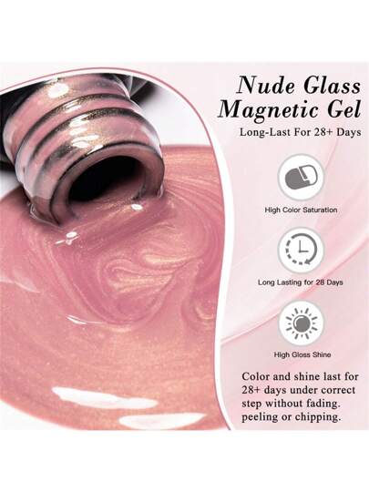 MEET ACROSS زجاج قطة لطلاء الأظافر الجيل المغناطيسي اللون البيج 7مل، المعزز بالغلتر والبريق كالقمر، لون وردي كريستالي بيج، طلاء أظافر نصف دائم يزال بالنقع تحت أشعة الأشعة فوق البنفسجية أو الصمغ الضوئي، لوازم العناية بالأظافر