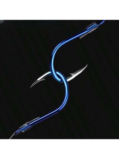 4 قطع من خطافات الصيد مزدوجة مقاومة للعض والتشابك، معمولة لمنع الانزلاق تستخدم في حنك السمك