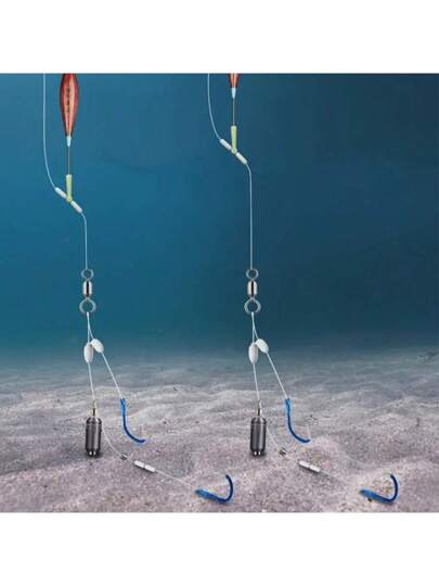 4 قطع من خطافات الصيد مزدوجة مقاومة للعض والتشابك، معمولة لمنع الانزلاق تستخدم في حنك السمك